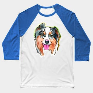 Cute Dog Face Watercolor Baseball T-Shirt